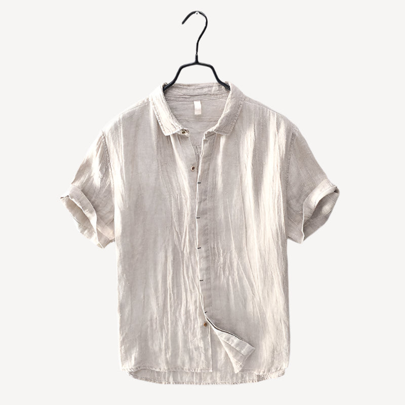 Men’s Linen Short Sleeve Shirt – Lightweight & Breathable Button-Up