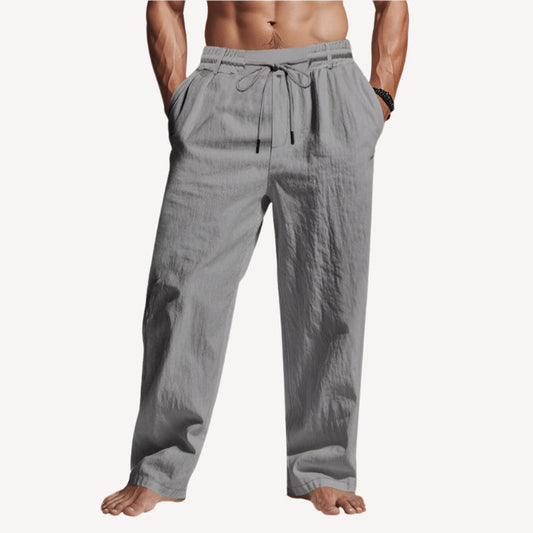 Men’s Full-Length Linen Trousers – Relaxed Fit with Drawstring Waist